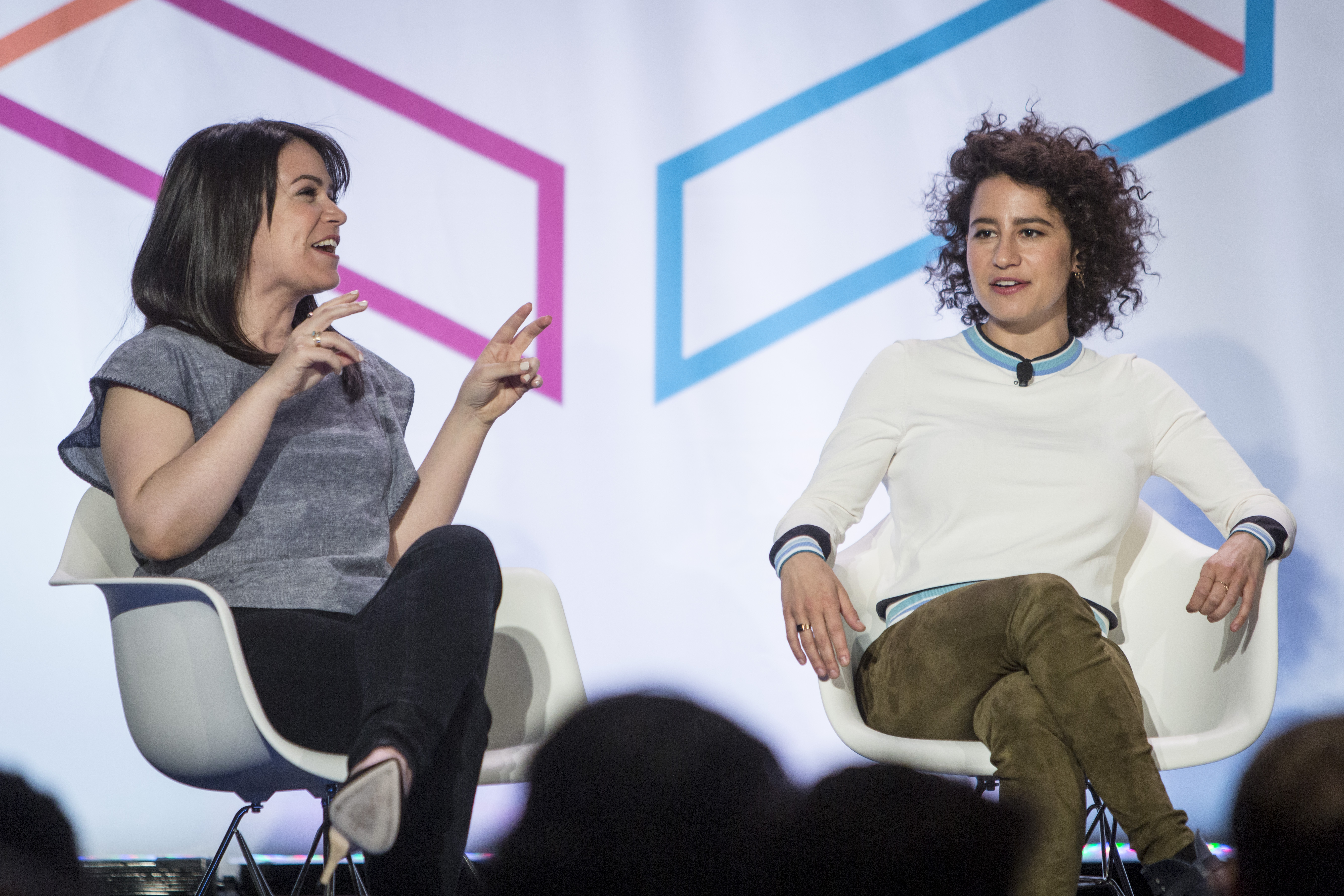 Marie Claire Editor in Chief Anne Fulenwider interviews Broad City's Abbi Jacobson and Ilana Glazer on the YP Stage on Day 1 of Internet Week New York May 18, 2015. INSIDER IMAGES/Gary He